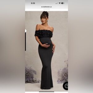 Club L London Maternity Formal black floral dress